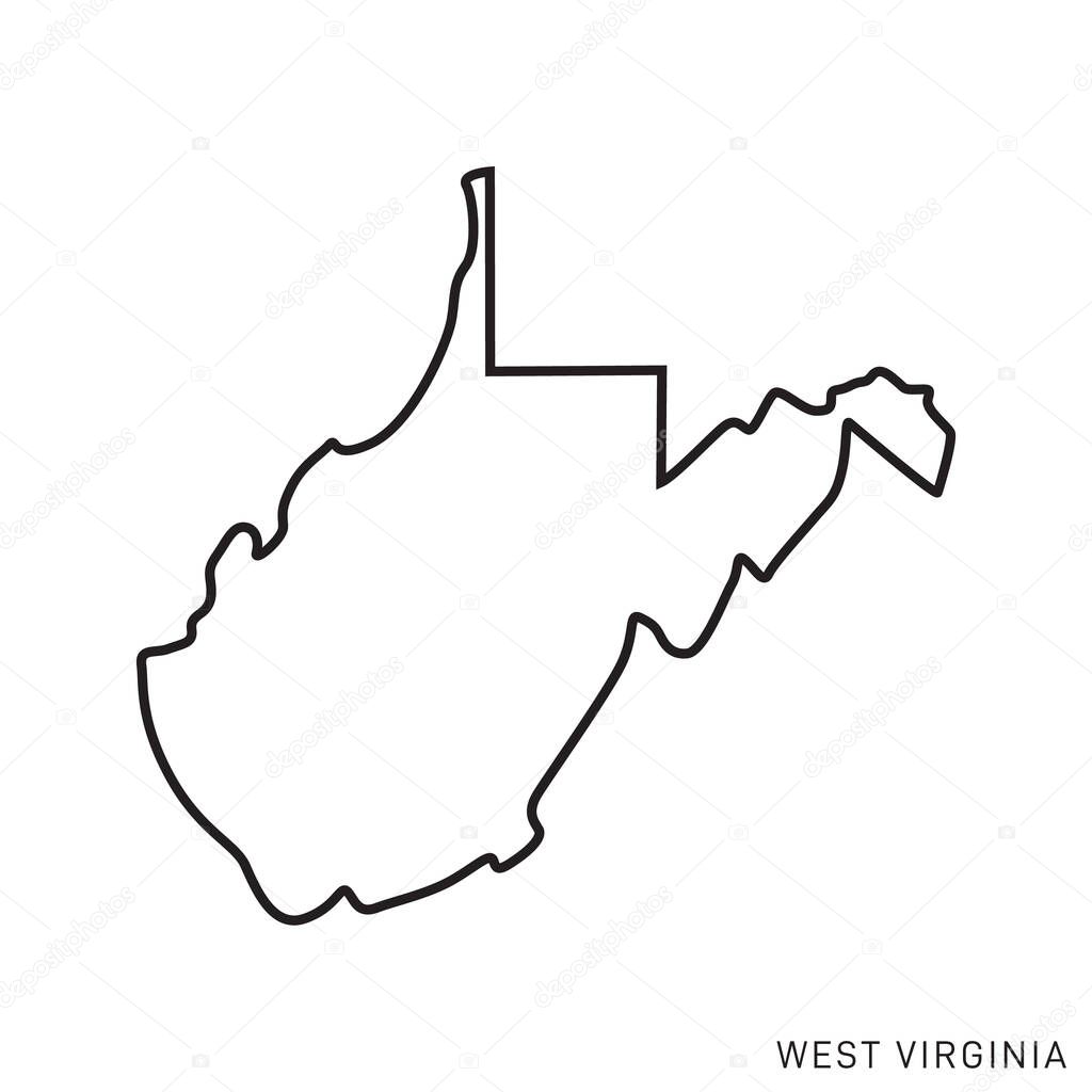 West Virginia Map Vector Outline Design Template. Editable Stroke.