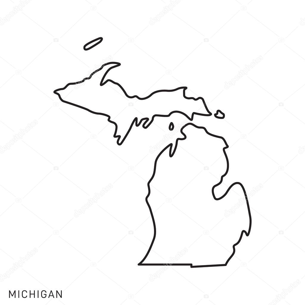 Michigan Map Vector Outline Design Template. Editable Stroke.
