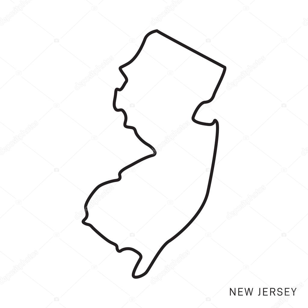 New Jersey Map Vector Outline Design Template. Editable Stroke.