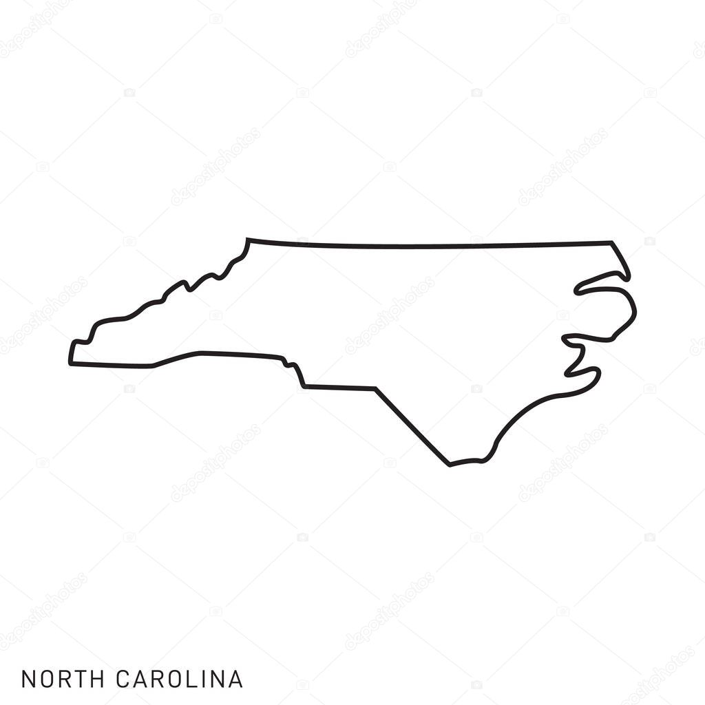 North Carolina Map Vector Outline Design Template. Editable Stroke.