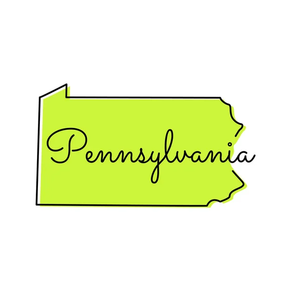 Pennsylvania Térkép Vektortervezés Sablon — Stock Vector