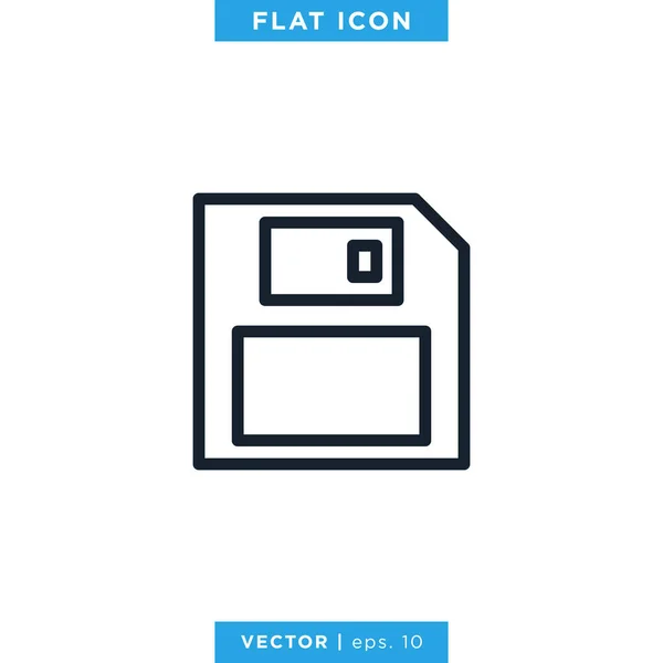 Icon Vector Logo Design Template Diskette Icon Editable Stroke — Stock Vector