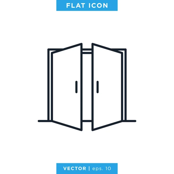 Tür Icon Vector Design Template Essbarer Schlaganfall — Stockvektor