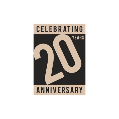 20 Yıl Yıldönümü Kutlama Simgesi Vektör Logo Tasarımı Şablonu