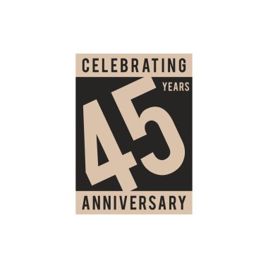 45 Yıl Yıldönümü Kutlama Simgesi Vektör Logo Tasarımı Şablonu