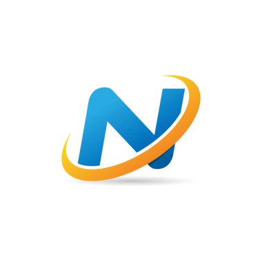 İlk harf N ile Swoosh Logo Tasarım Şablonu