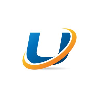 Swoosh Logo Tasarım Şablonu ile İlk Harf U