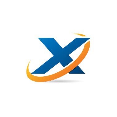 Swoosh Logo Tasarım Şablonu ile İlk Harf X