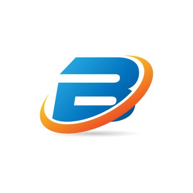 Swoosh Logo Tasarım Şablonu ile İlk Harf B