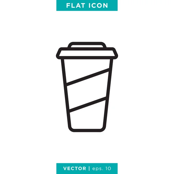 Taza Papel Icono Línea Vector Logo Diseño Plantilla — Vector de stock