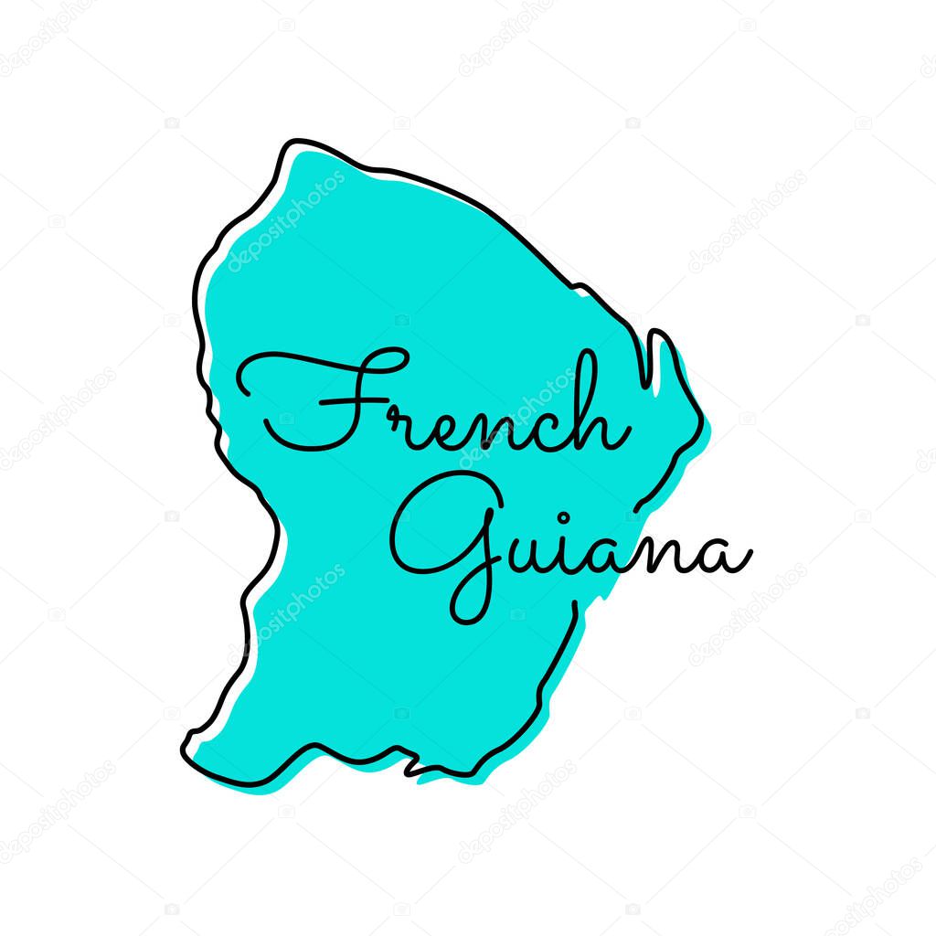 Map of French Guiana Vector Design Template.