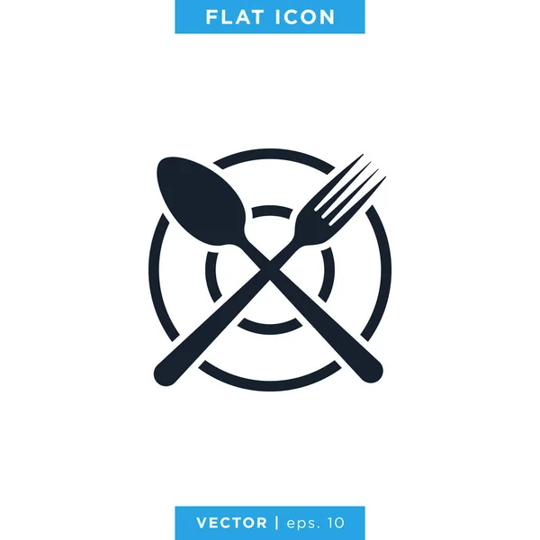 Comida Restaurante Icono Vector Logo Design Template Cuchara Tenedor Símbolo — Vector de stock