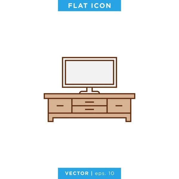 Cabinet Icon Vector Logo Design Template Essbarer Schlaganfall — Stockvektor