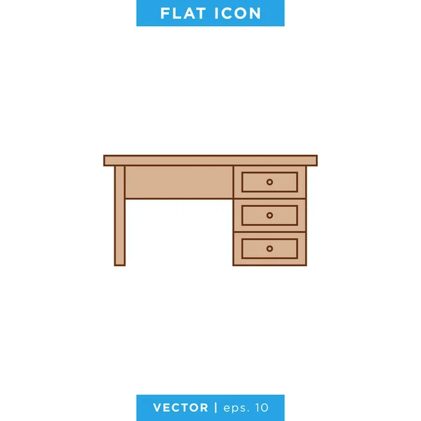 Icono Tabla Plantilla Diseño Logotipo Vectorial Trazo Editable Muebles Interiores — Vector de stock