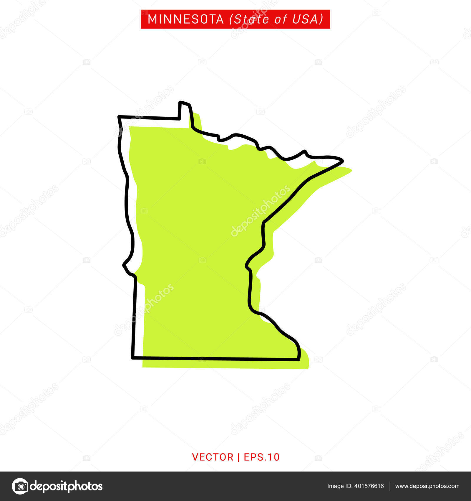 Minnesota Green Map Vector Design Template Stock Illustration by