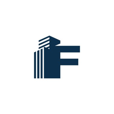 İnşaat ve Mimarlık Şirketi Logo Vektör Tasarımı için F harfiyle Bina.
