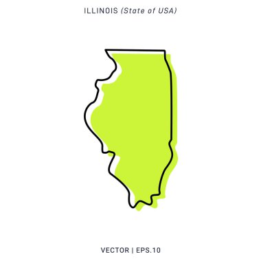 Illinois Yeşil Harita Vektör Tasarım Şablonu