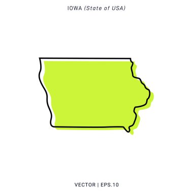 Iowa Yeşil Harita Vektör Tasarım Şablonu