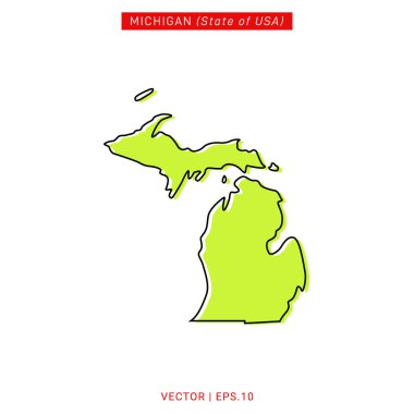 Michigan Yeşil Harita Vektör Tasarım Şablonu