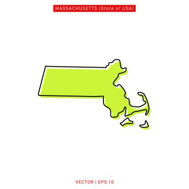 Massachusetts Yeşil Harita Vektör Tasarım Şablonu