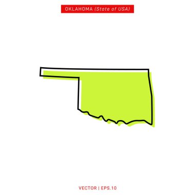 Oklahoma Yeşil Harita Vektör Tasarım Şablonu