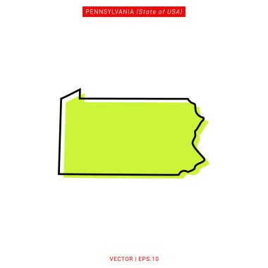 Pennsylvania Yeşil Harita Vektör Tasarım Şablonu
