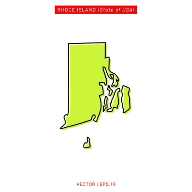 Rhode Island Yeşil Harita Vektör Tasarım Şablonu
