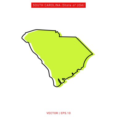 Güney Carolina Yeşil Harita Vektör Tasarım Şablonu