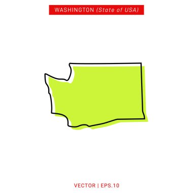 Washington Yeşil Harita Vektör Tasarım Şablonu