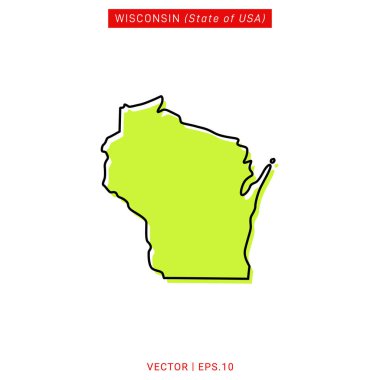 Wisconsin Yeşil Harita Vektör Tasarım Şablonu