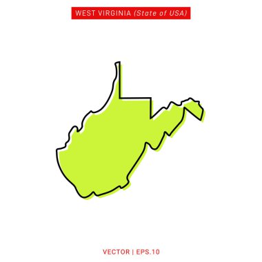 Batı Virginia Yeşil Harita Vektör Tasarım Şablonu