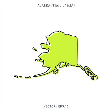 Alaska Yeşil Harita Vektör Tasarım Şablonu