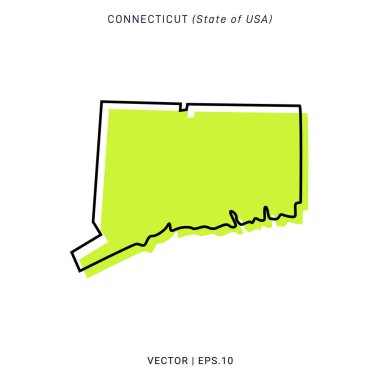 Connecticut Yeşil Harita Vektör Tasarım Şablonu