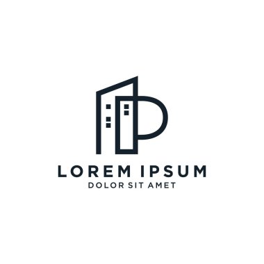 İnşaat şirketi logosu için binalı P harfi.