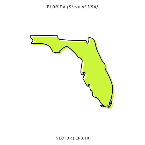 Plantilla Diseño Vectores Mapa Verde Florida — Archivo Imágenes Vectoriales