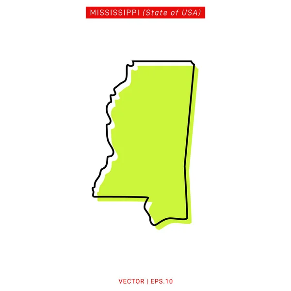 Mississippi Green Map Vector Ontwerp Sjabloon — Stockvector