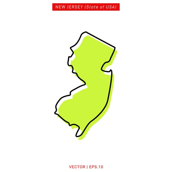 Plantilla Diseño Vectorial Mapa Verde Nueva Jersey — Vector de stock