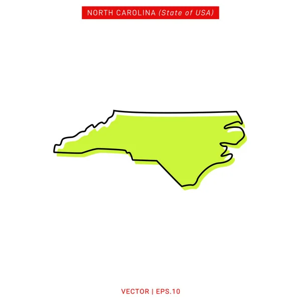 North Carolina Green Map Modello Design Vettoriale — Vettoriale Stock