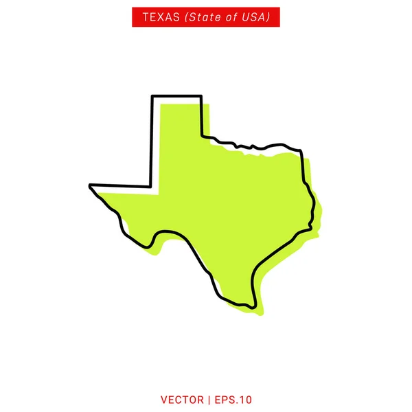 Šablona Návrhu Vektoru Zelené Mapy Texasu — Stockový vektor