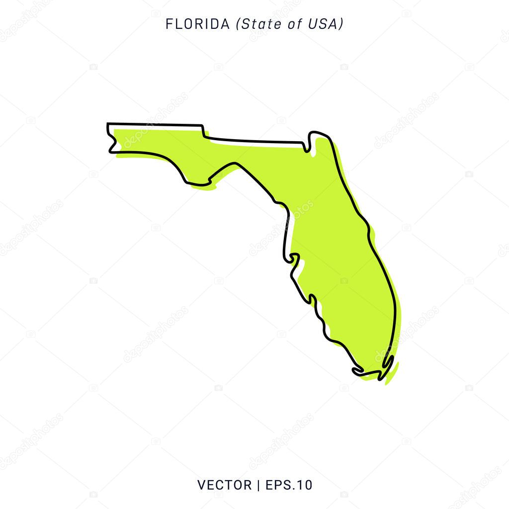 Florida Green Map Vector Design Template