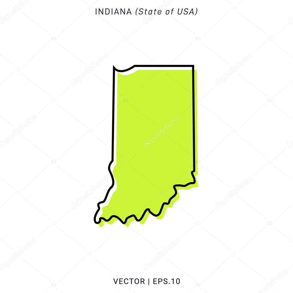 Indiana Green Map Vector Design Template