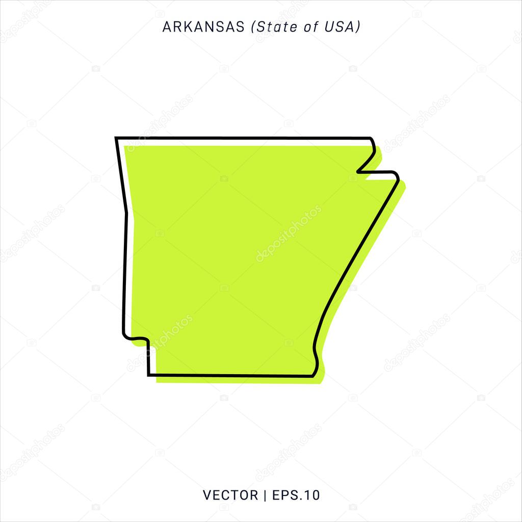 Arkansas Green Map Vector Design Template