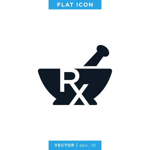RX Tıbbi Simge Vektör Logo Tasarımı Şablonu ile Havan ve Pestle.