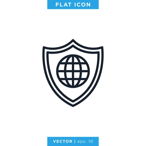 Modèle Conception Vectorielle Icône Protection Internet Symbole Globe Shield Avc — Image vectorielle