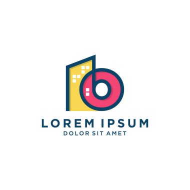 İnşaat şirketi logosu için Renkli Bina ile İlk Mektup O