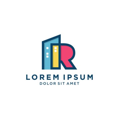 İnşaat şirketi logosu için Renkli Binası olan ilk harf R
