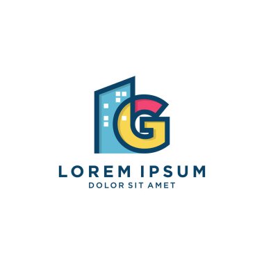 İnşaat şirketi logosu için Renkli Binası olan G harfi.