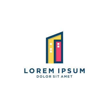İnşaat şirketi logosu için Renkli Binalı İlk Mektup I