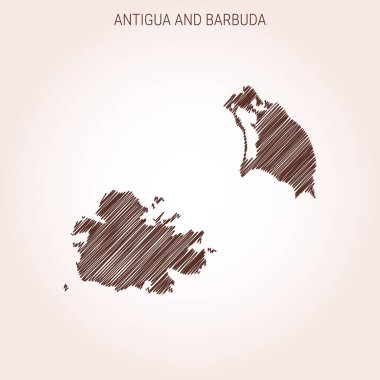 Antigua ve Barbuda Tasarım Şablonu Karalama Haritası.