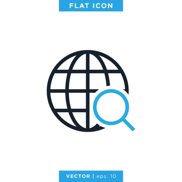 Lupe Und Globus Icon Vector Design Template — Stockvektor